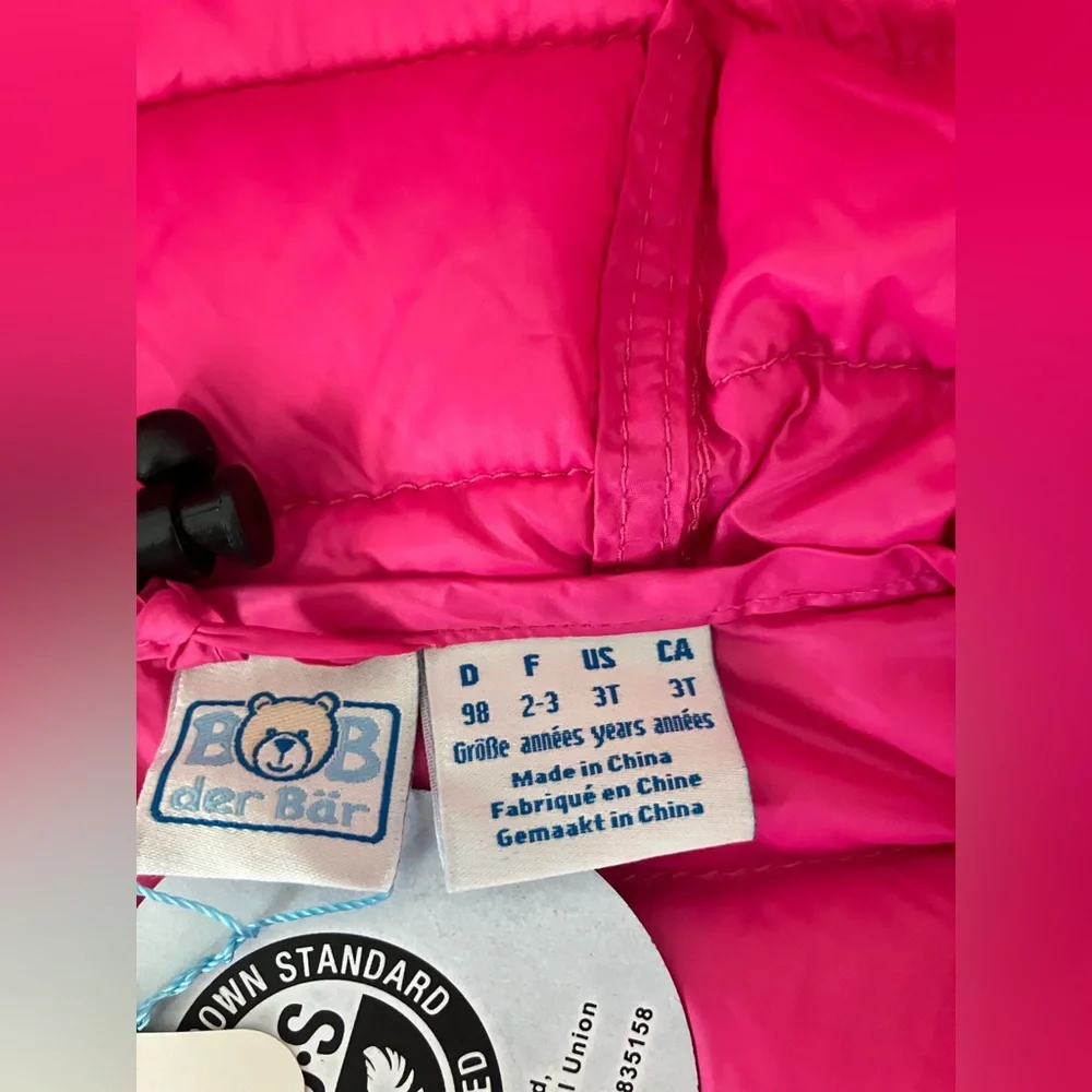 NWT Bob Der Bar Pink Hooded Puffer Jacket Packable Size 3T